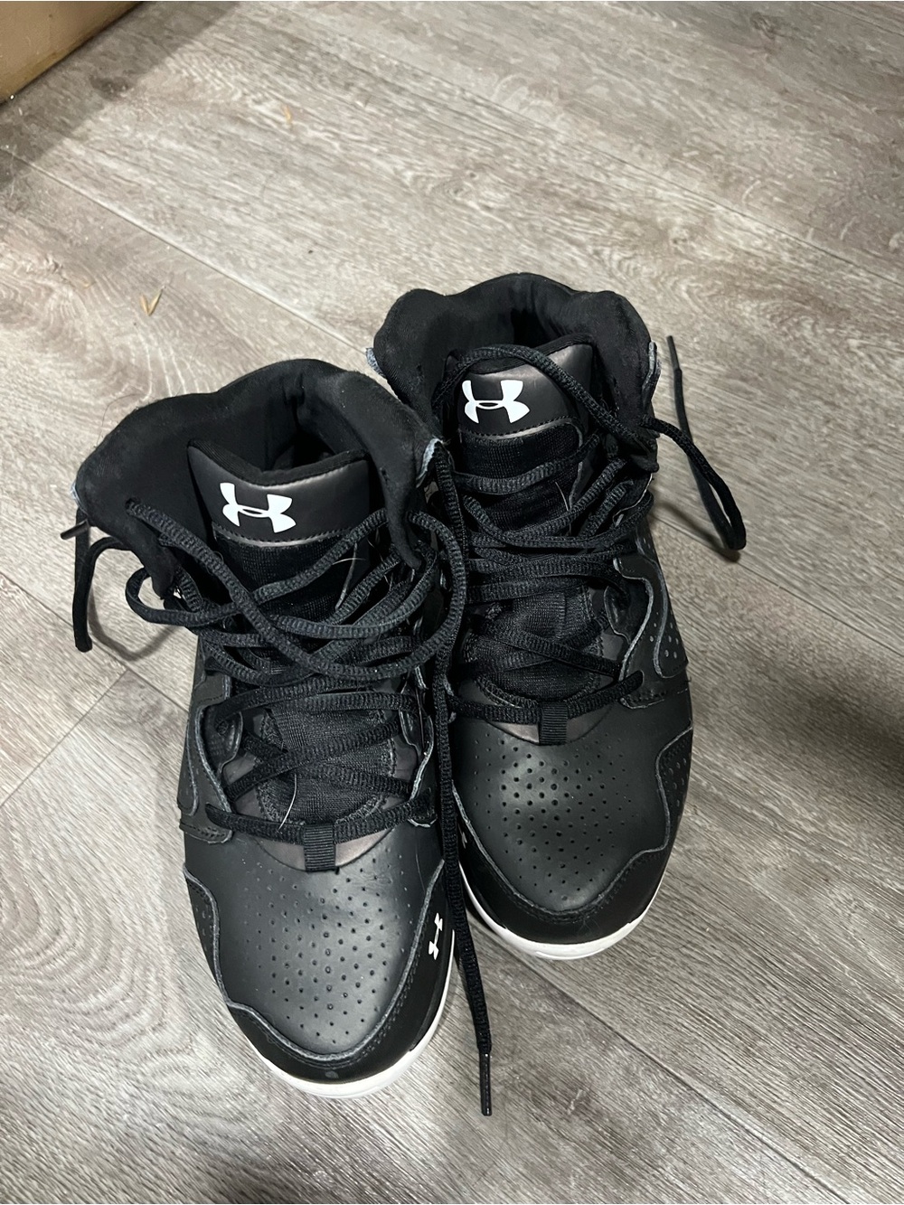 Under Armour Black and White Mid-Top Athletic Sneakers